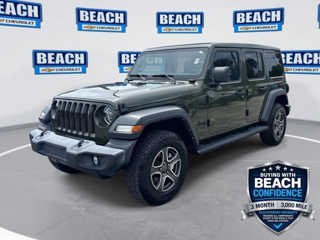 2022 Jeep Wrangler Unlimited Sport S in Sarge Green Clearcoat — front three-quarter view