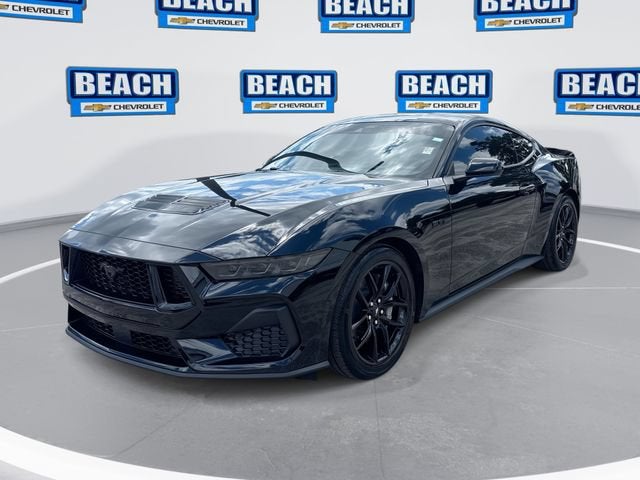 2025 Ford Mustang GT in Black — front three-quarter view