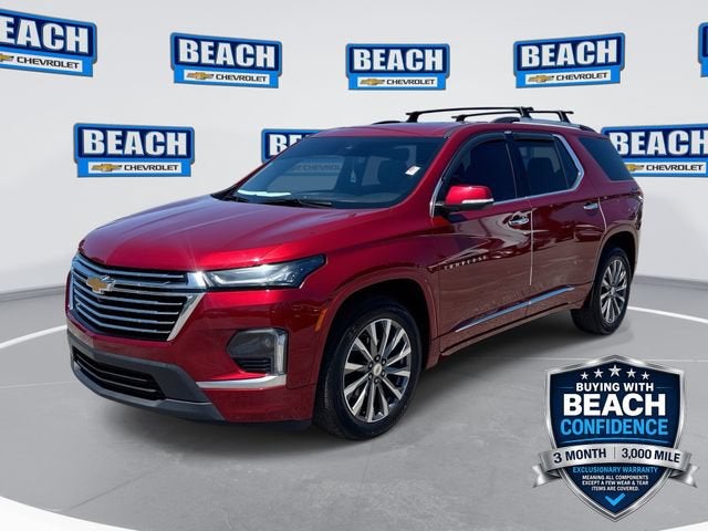 2023 Chevrolet Traverse Premier in Radiant Red Tintcoat — front three-quarter view