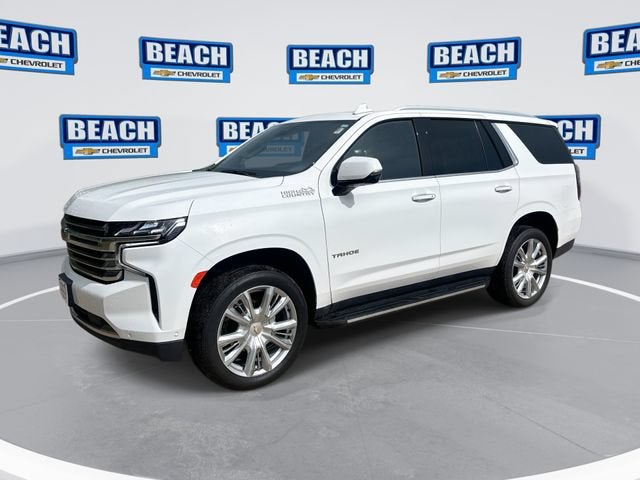 2023 Chevrolet Tahoe High Country in Summit White — front three-quarter view