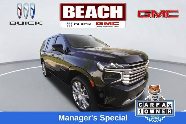 2024 Chevrolet Tahoe High Country in Black — front three-quarter view