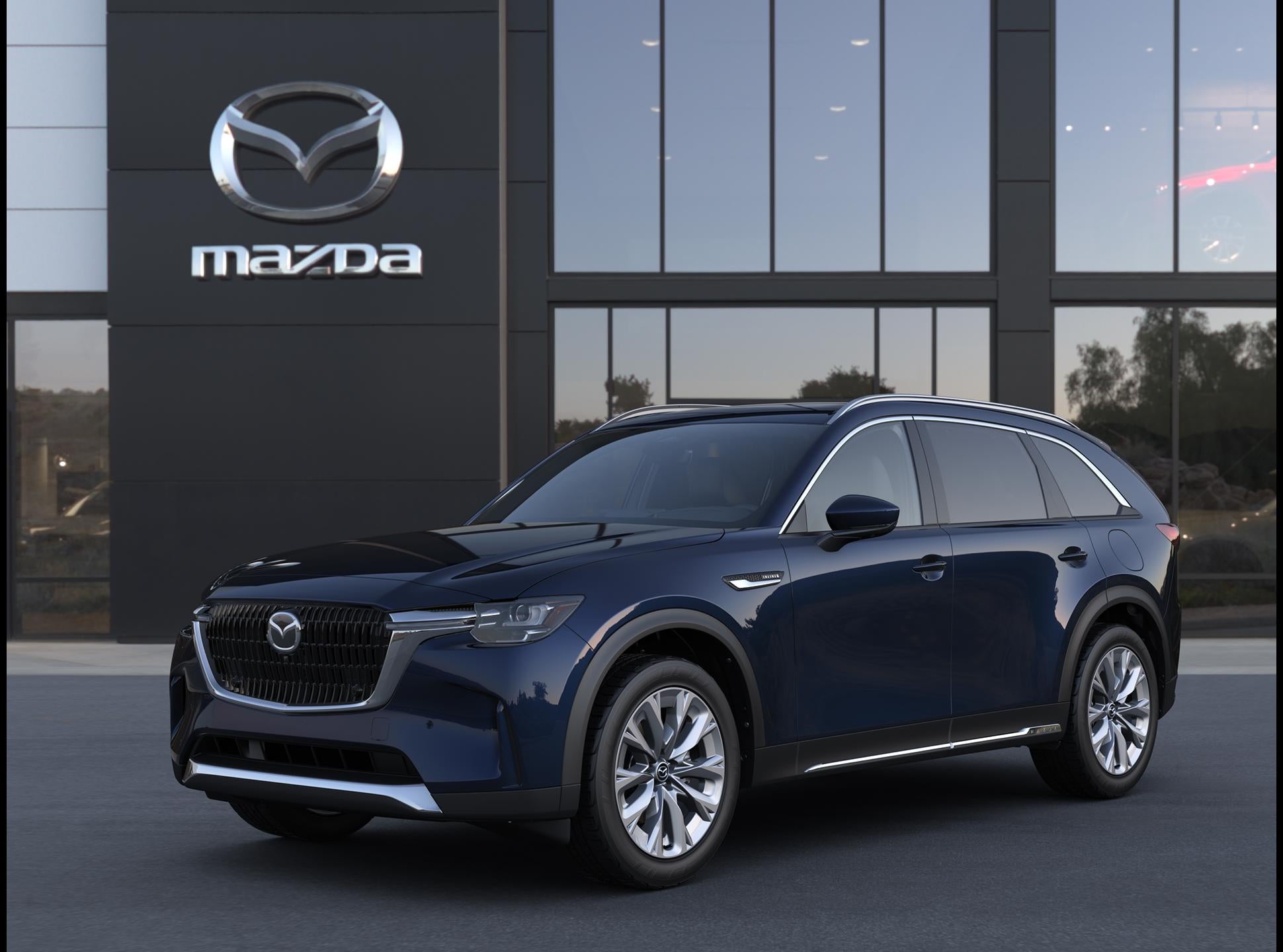 2026 Mazda Mazda CX-90 3.3 Turbo Premium Plus in Deep Crystal Blue Mica — front three-quarter view