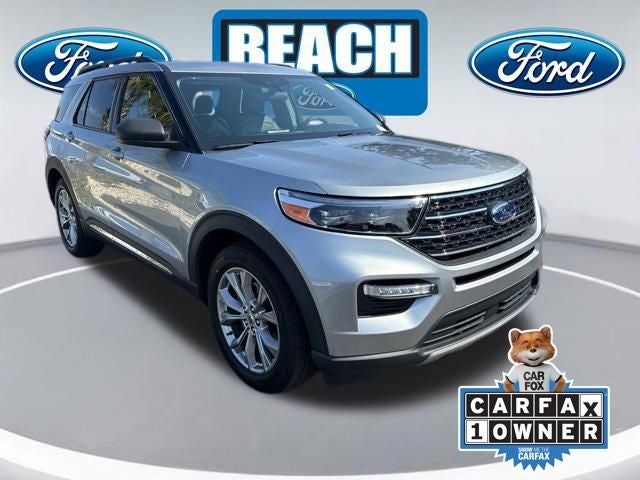 2023 Ford Explorer XLT in Silver Metallic — front three-quarter view