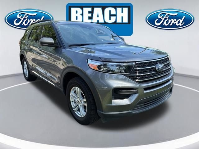 2023 Ford Explorer XLT in Gray Metallic — front three-quarter view