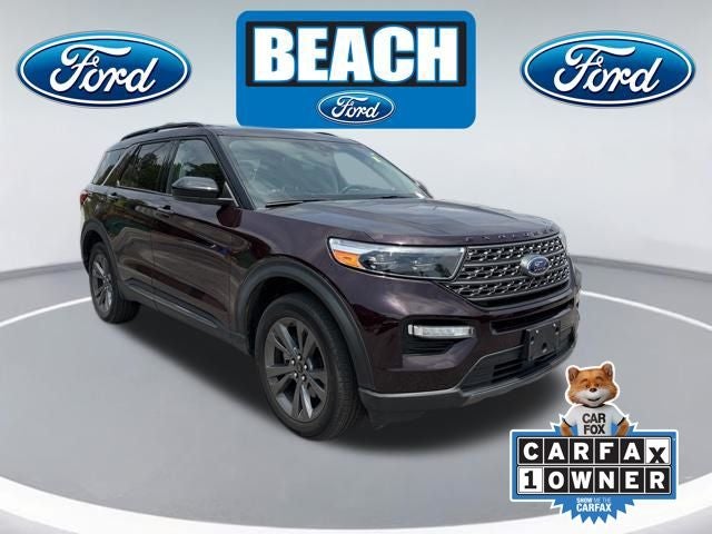 2022 Ford Explorer XLT in Red Metallic — front three-quarter view