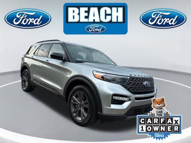2023 Ford Explorer XLT in Silver Metallic — front three-quarter view