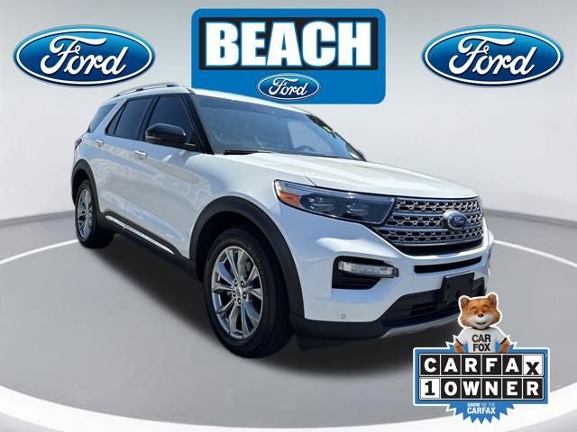 2023 Ford Explorer Limited in White Metallic — front three-quarter view
