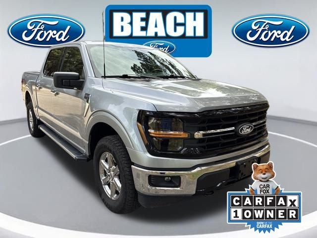 2025 Ford F-150 XLT in Iconic Silver Metallic — front three-quarter view