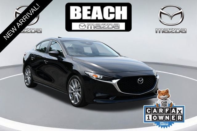 2025 Mazda Mazda3 2.5 S Preferred Package in Jet Black Mica — front three-quarter view